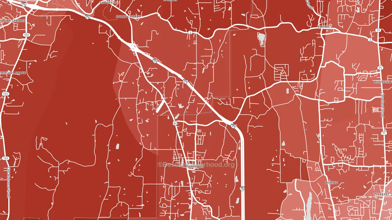 Tunnel Hill, GA block-group political-lean map