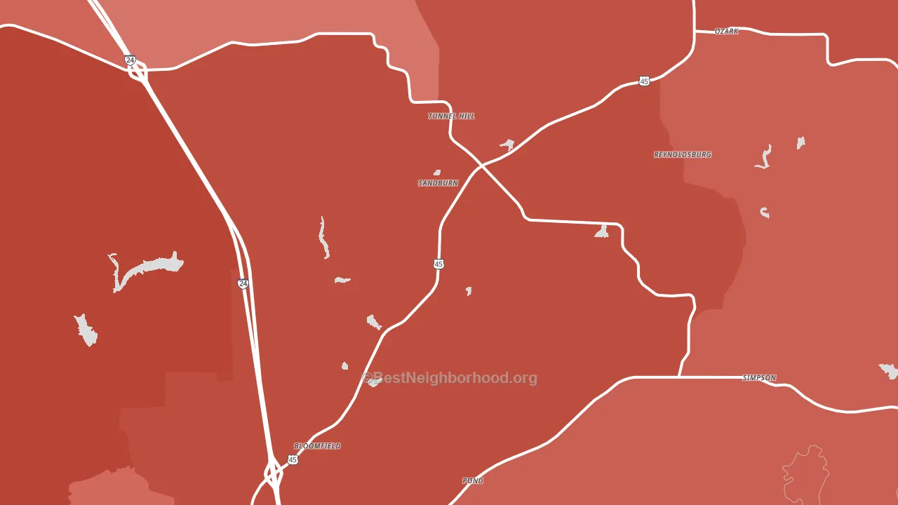 Tunnel Hill, IL block-group political-lean map