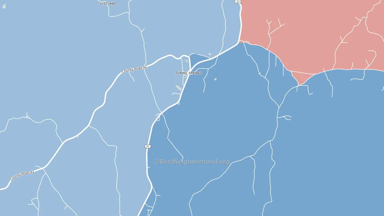 Tunnel Springs, AL block-group political-lean map