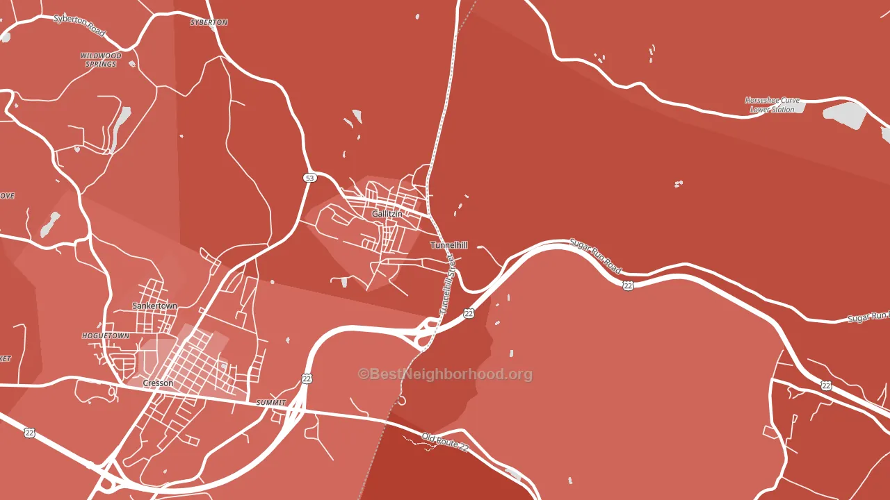 Tunnelhill, PA block-group political-lean map