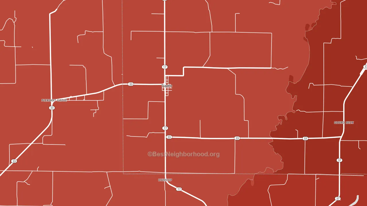 Tupelo, AR block-group political-lean map