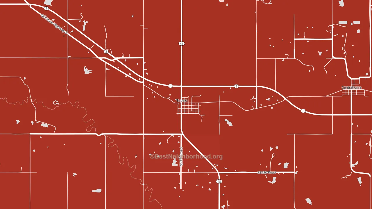 Tupelo, OK block-group political-lean map