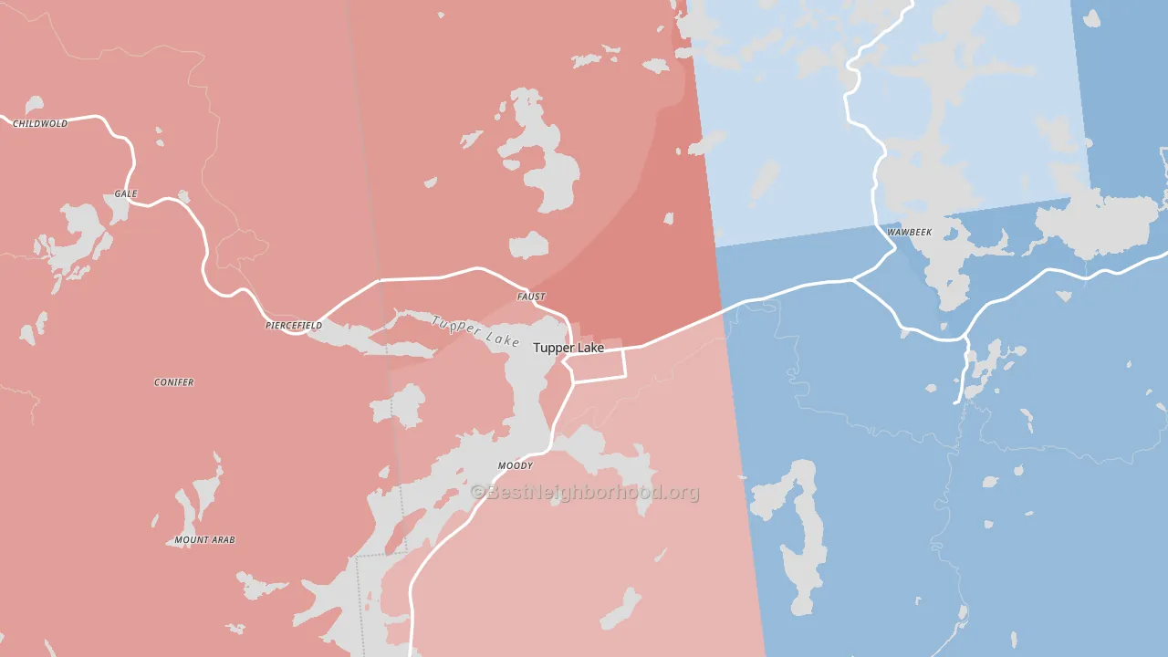 Tupper Lake, NY block-group political-lean map