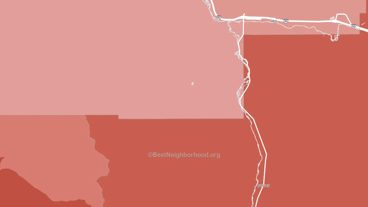 Turah, MT block-group political-lean map