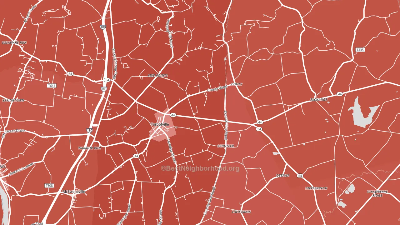 Turbotville, PA block-group political-lean map