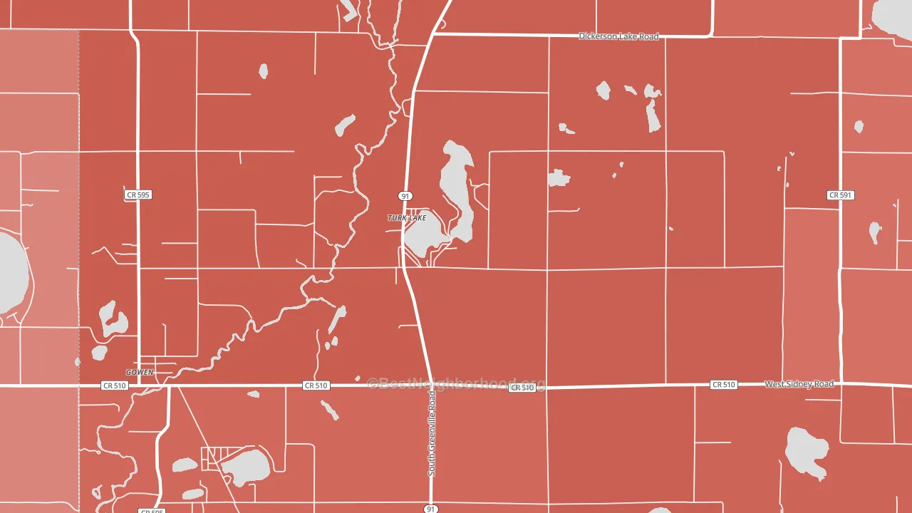 Turk Lake, MI block-group political-lean map