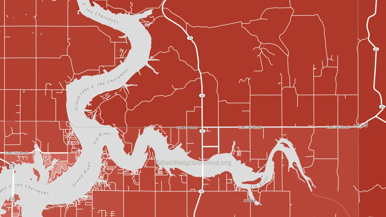 Turkey Ford, OK block-group political-lean map