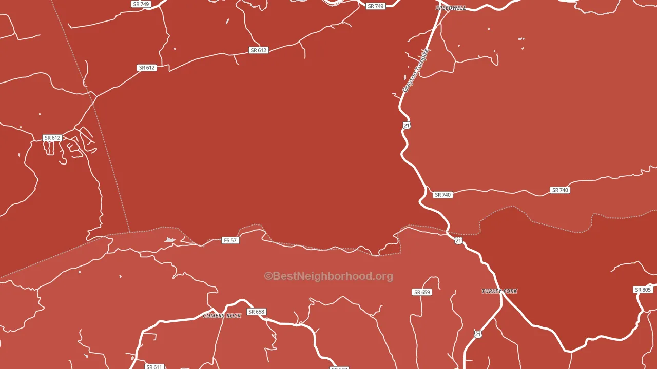 Turkey Fork, VA block-group political-lean map