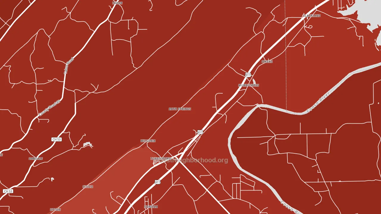 Turkeytown, AL block-group political-lean map