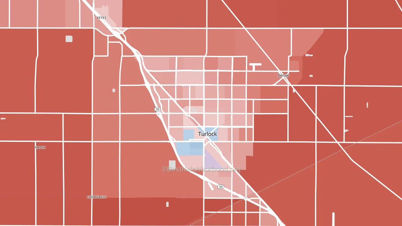 Turlock, CA block-group political-lean map