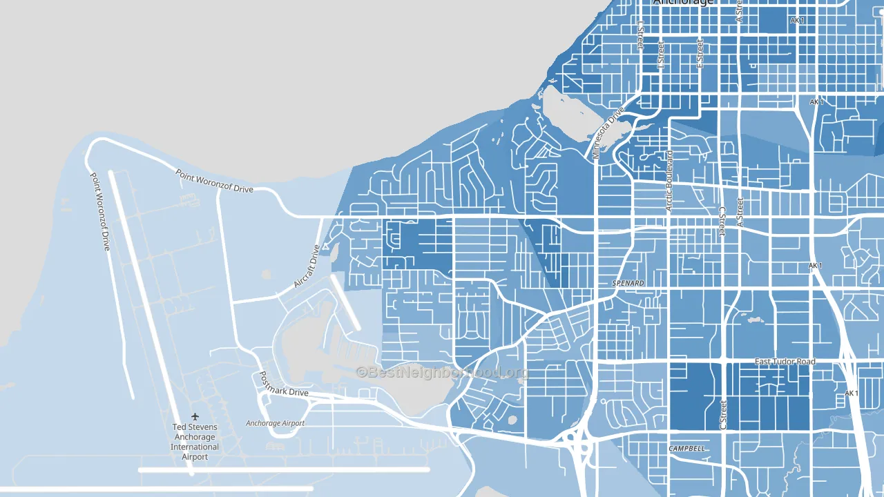 Turnagain, Anchorage, AK block-group political-lean map