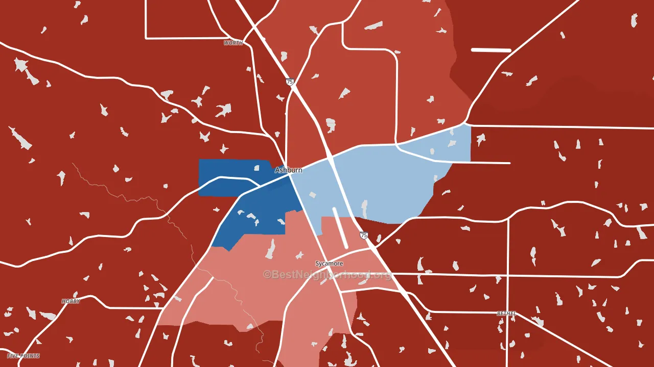 Turner County, GA block-group political-lean map