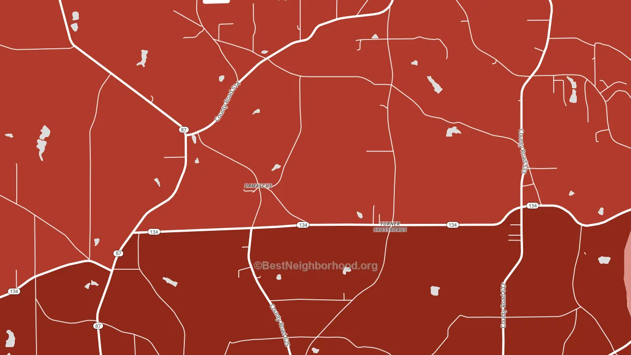 Turner Crossroads, AL block-group political-lean map