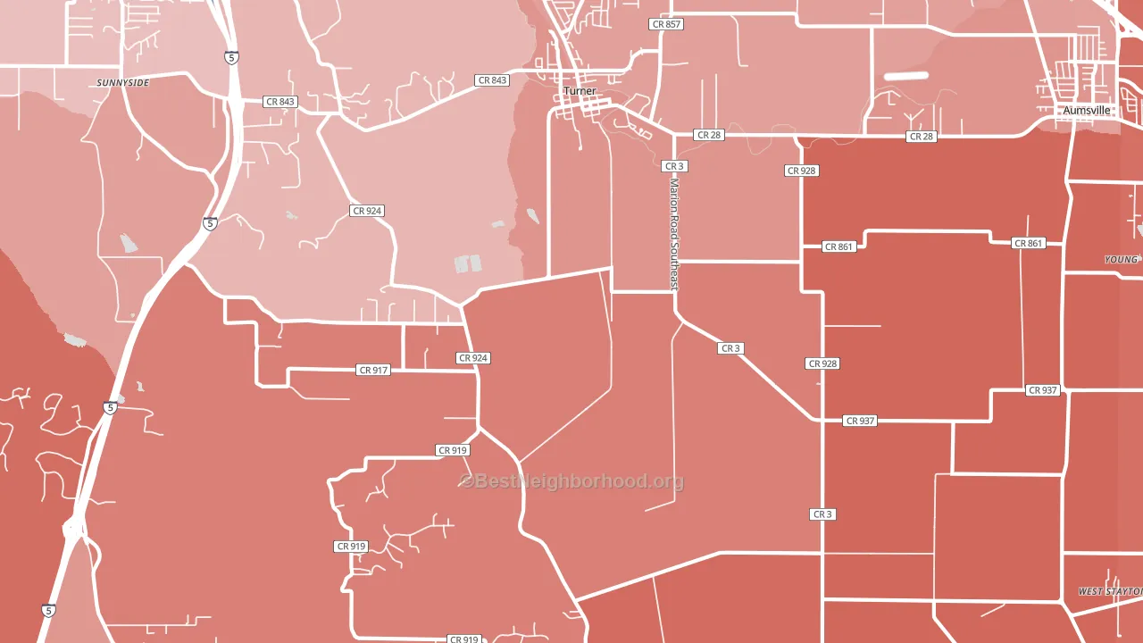 Turner, OR block-group political-lean map