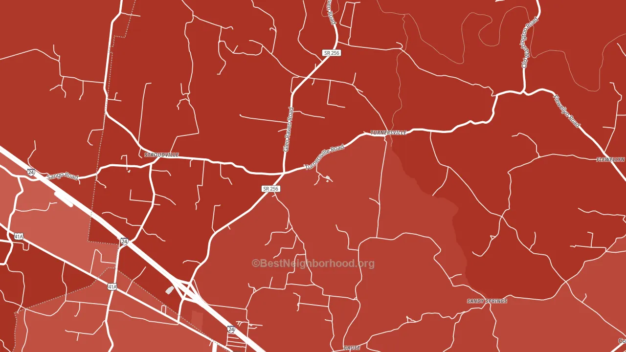 Turnersville, TN block-group political-lean map