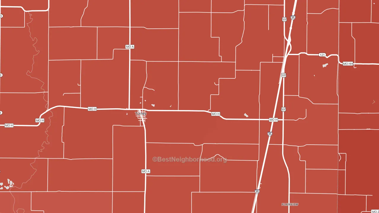 Turney, MO block-group political-lean map