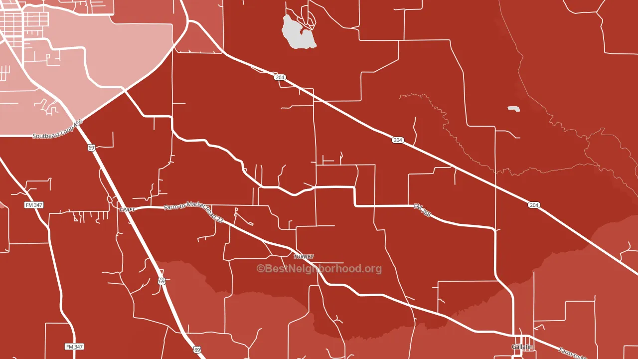 Turney, TX block-group political-lean map