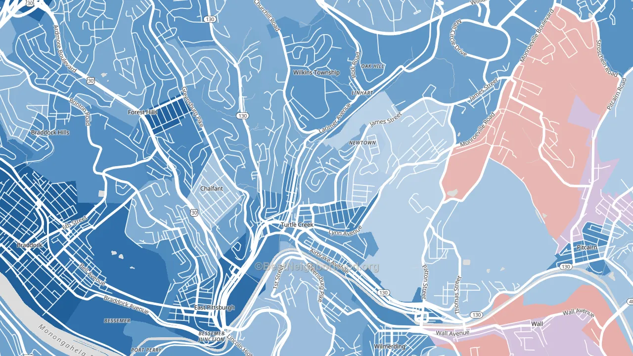 Turtle Creek, PA block-group political-lean map