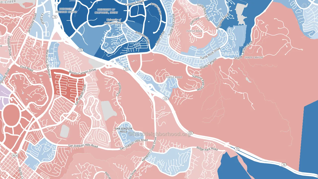 Turtle Ridge, Irvine, CA block-group political-lean map