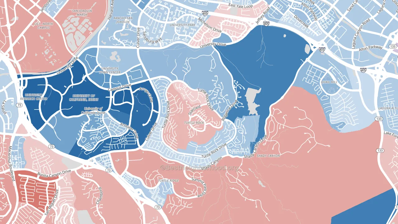 Turtle Rock, Irvine, CA block-group political-lean map