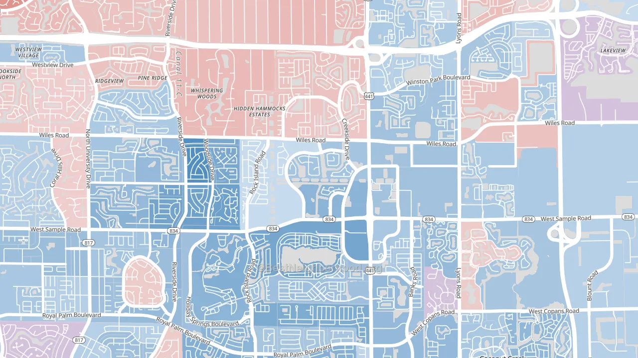 Turtle Run, Coral Springs, FL block-group political-lean map