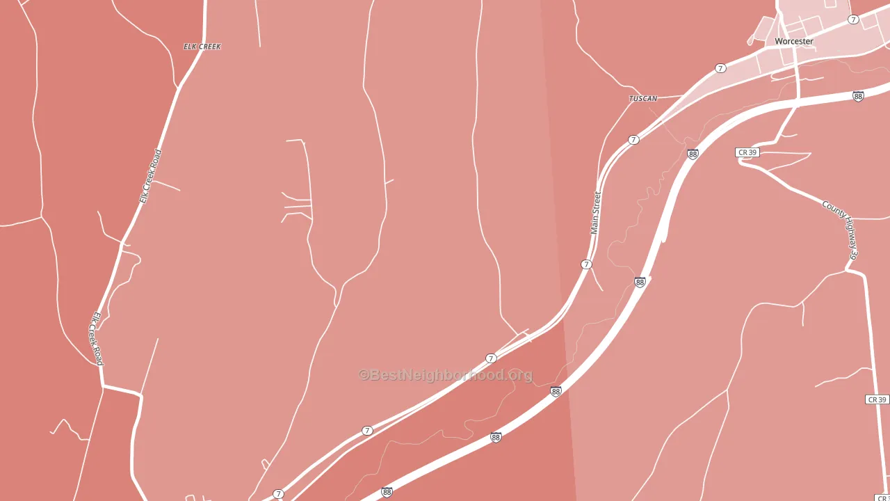 Tuscan, NY block-group political-lean map