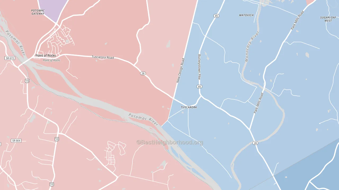 Tuscarora, MD block-group political-lean map