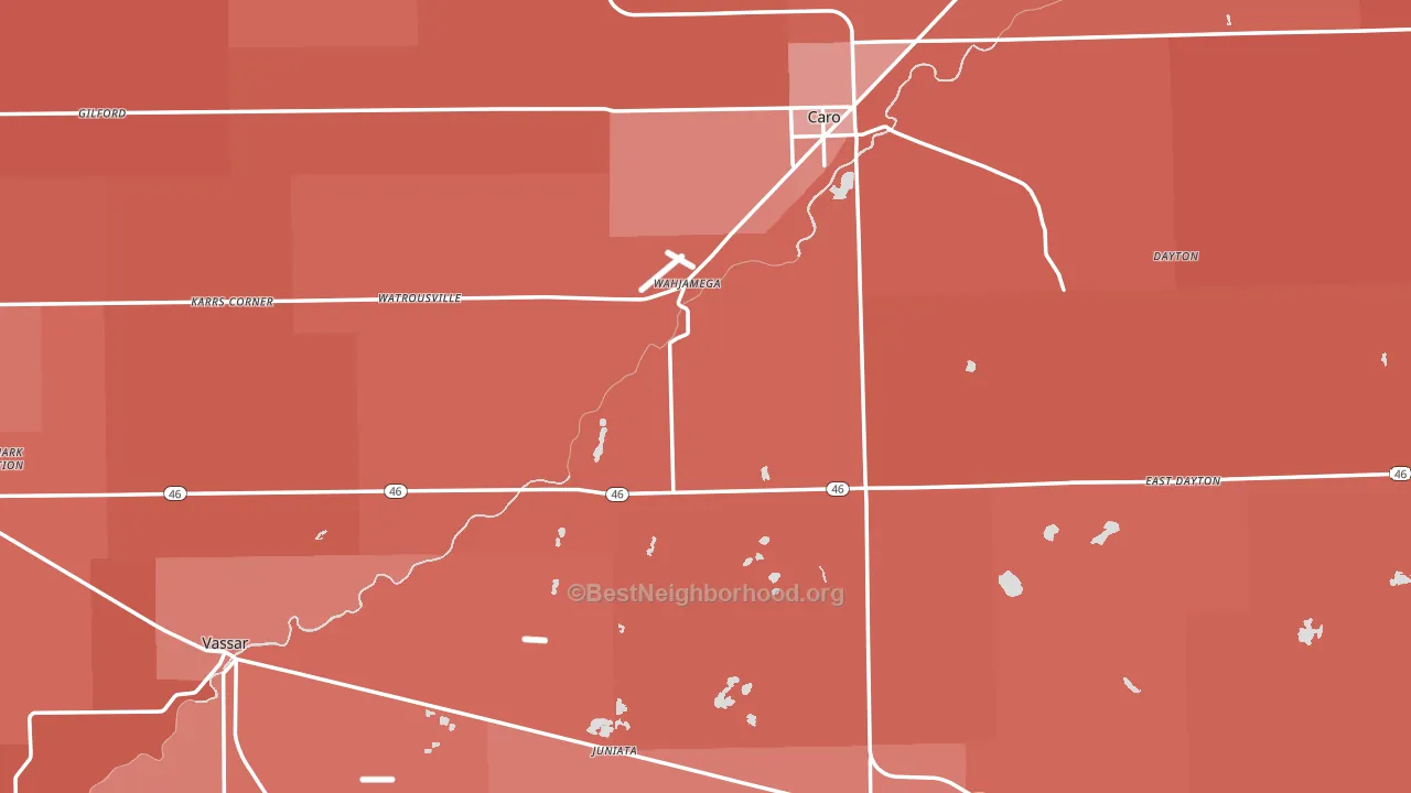 Tuscola County, MI block-group political-lean map