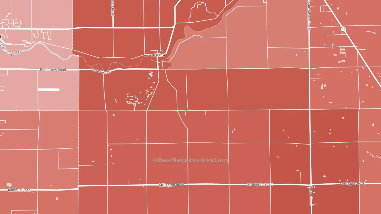 Tuscola, MI block-group political-lean map