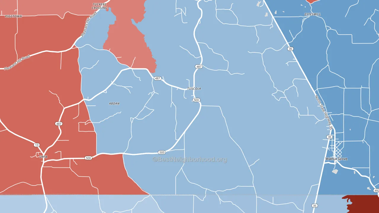 Tuscola, MS block-group political-lean map