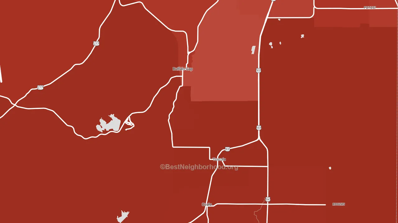 Tuscola, TX block-group political-lean map