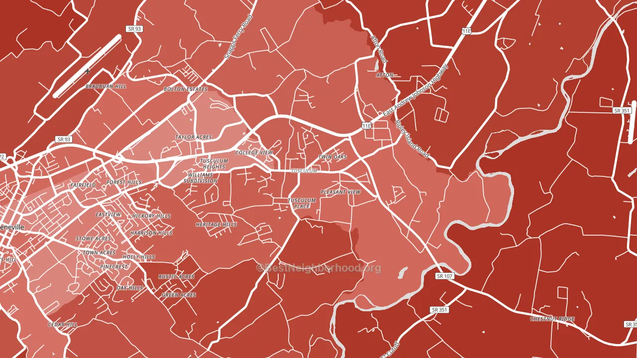 Tusculum, TN block-group political-lean map