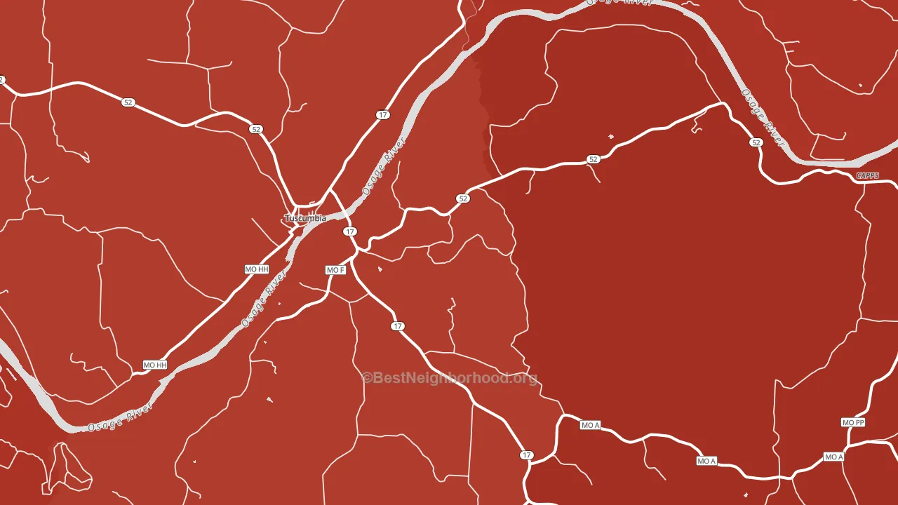 Tuscumbia, MO block-group political-lean map