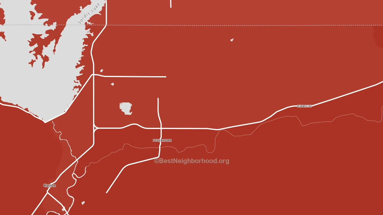 Tuskahoma, OK block-group political-lean map