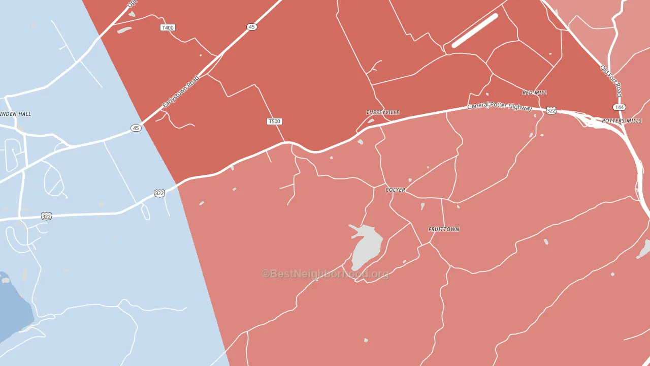 Tusseyville, PA block-group political-lean map