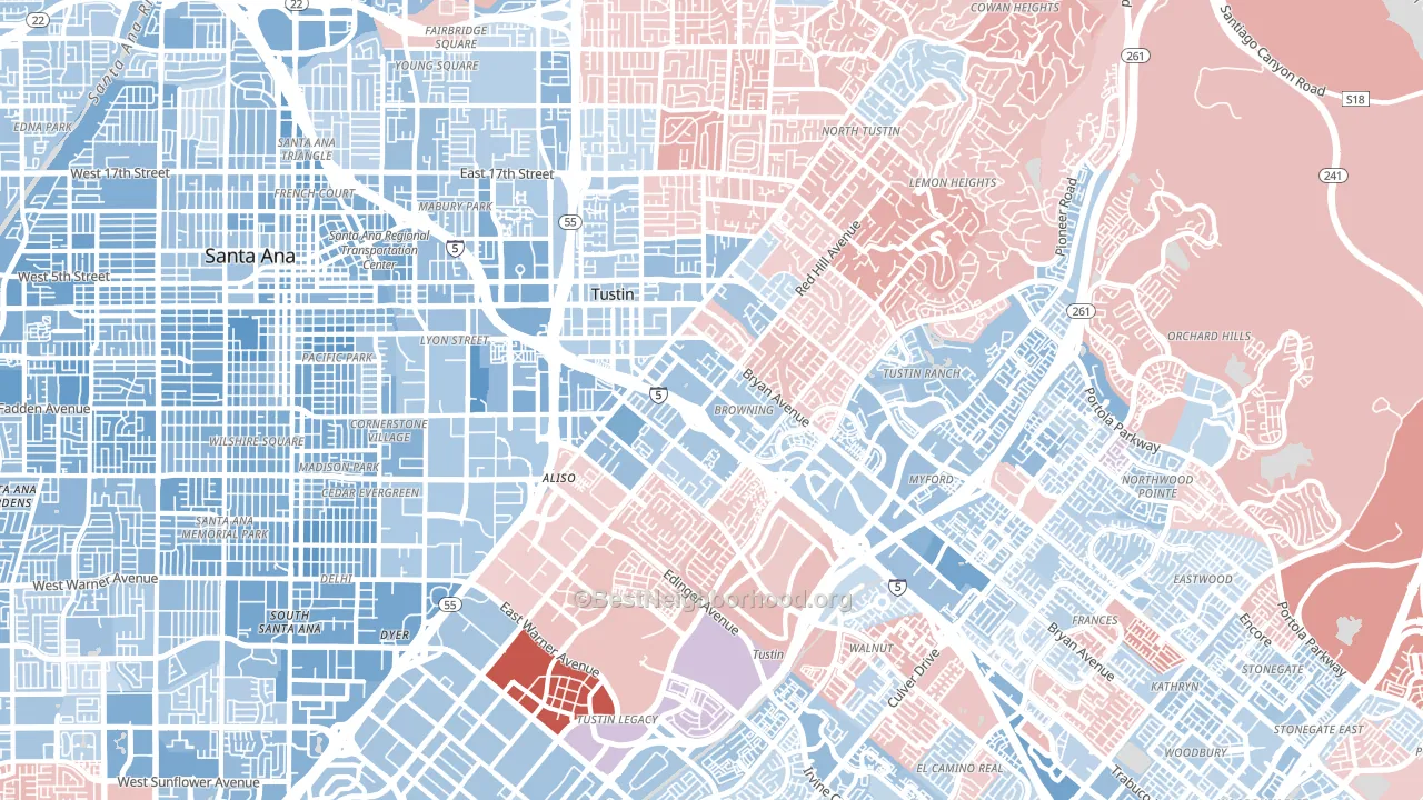 Tustin, CA block-group political-lean map