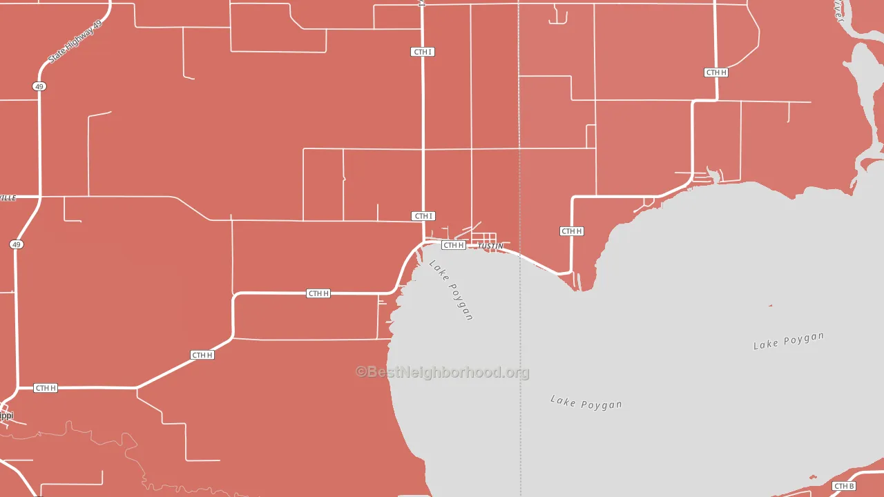 Tustin, WI block-group political-lean map