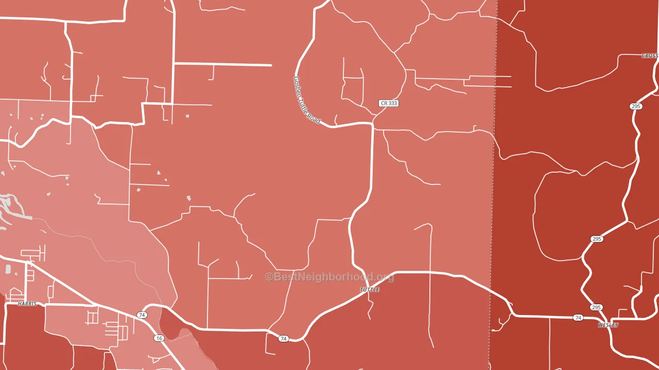 Tuttle, AR block-group political-lean map