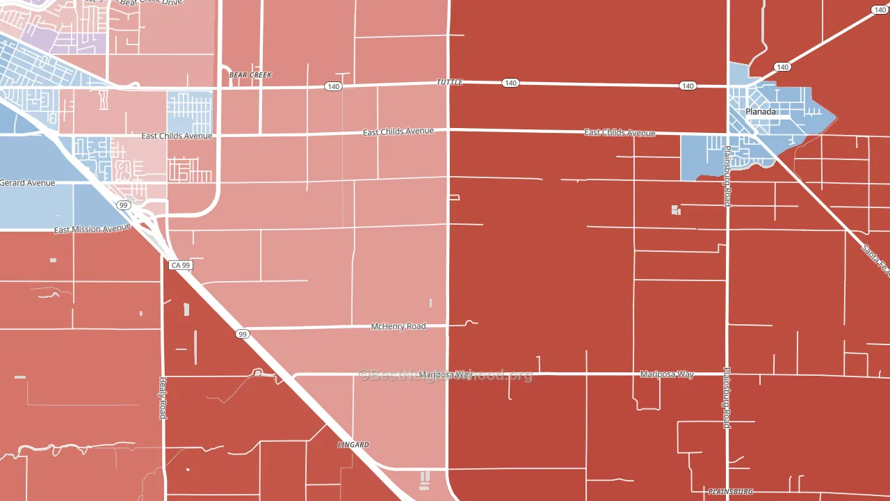 Tuttle, CA block-group political-lean map