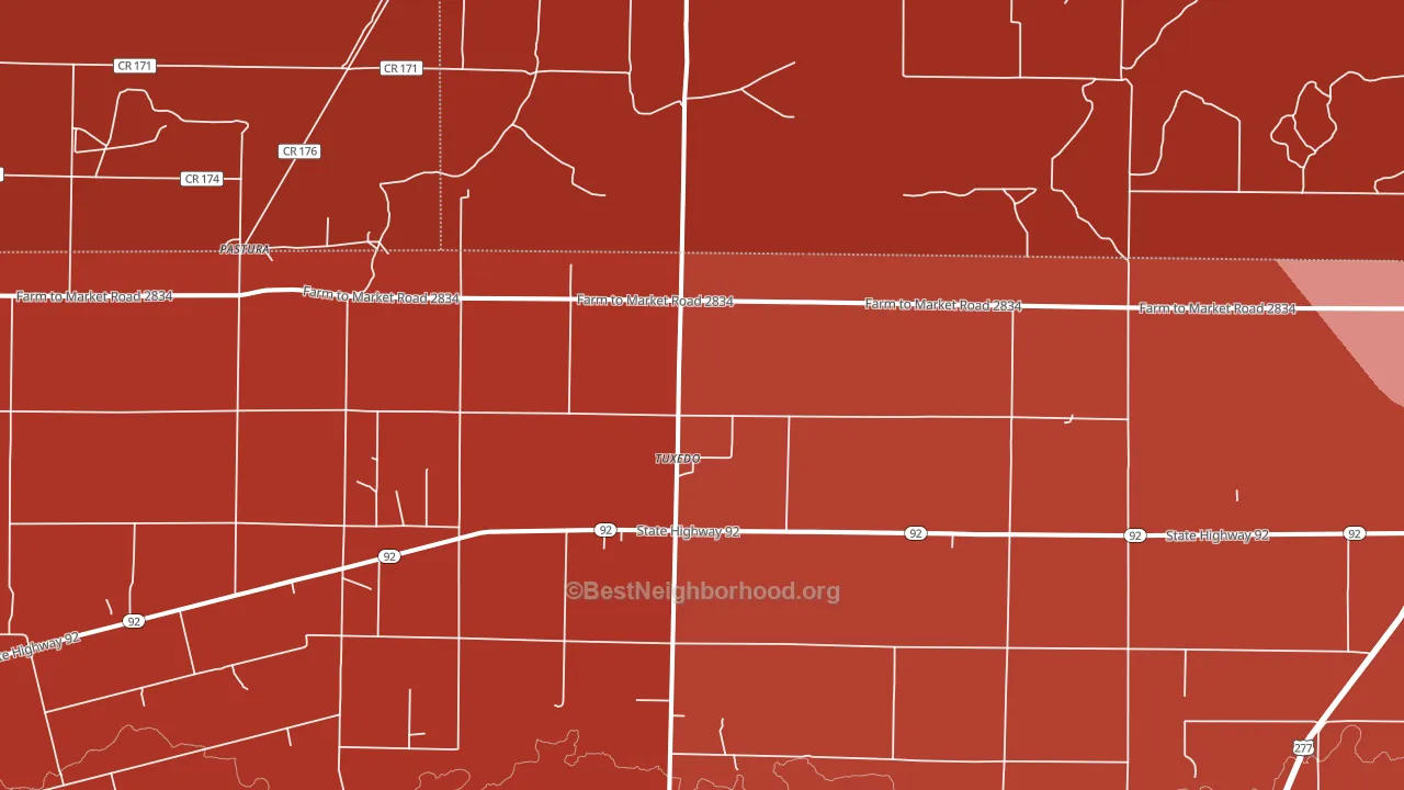 Tuxedo, TX block-group political-lean map