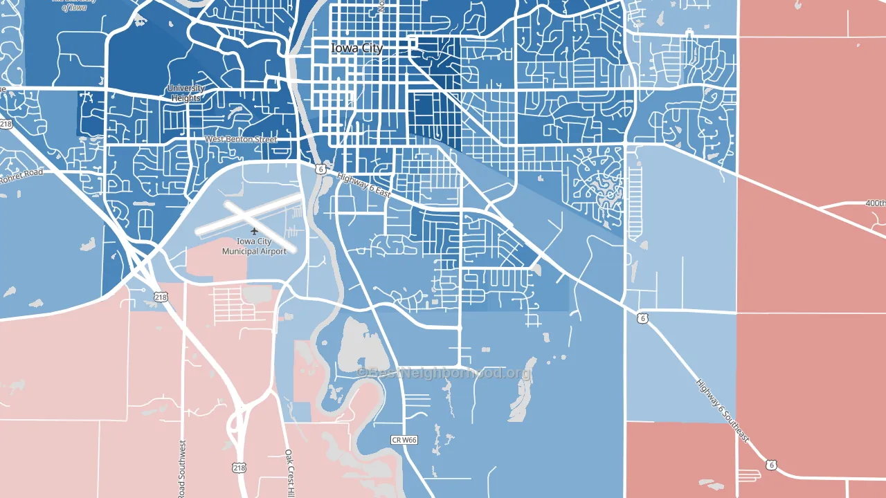 Twain, Iowa City, IA block-group political-lean map