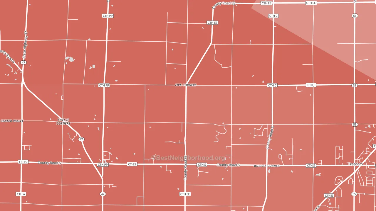 Twelve Corners, WI block-group political-lean map