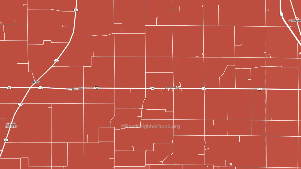 Twelve Mile, IN block-group political-lean map