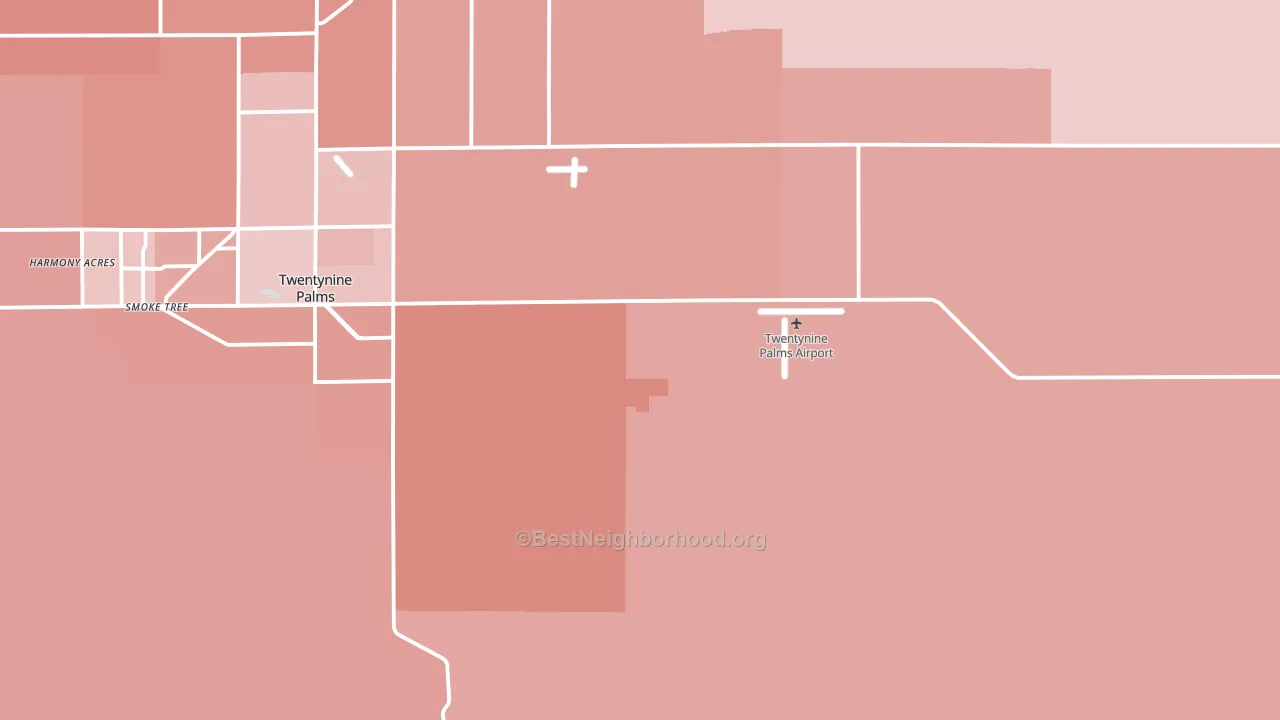 Twentynine Palms Marine Corps Base, CA block-group political-lean map