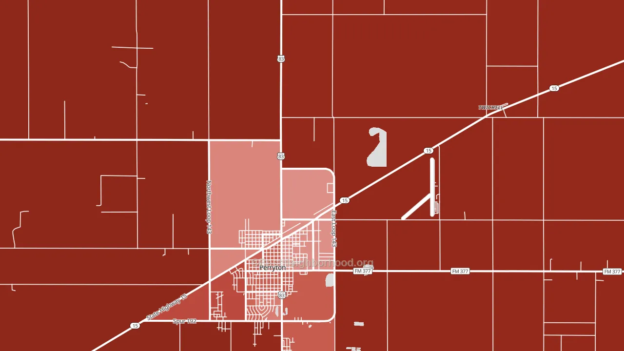 Twichell, TX block-group political-lean map