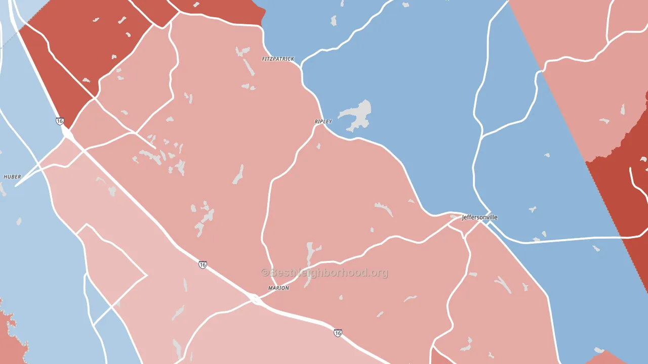 Twiggs County, GA block-group political-lean map