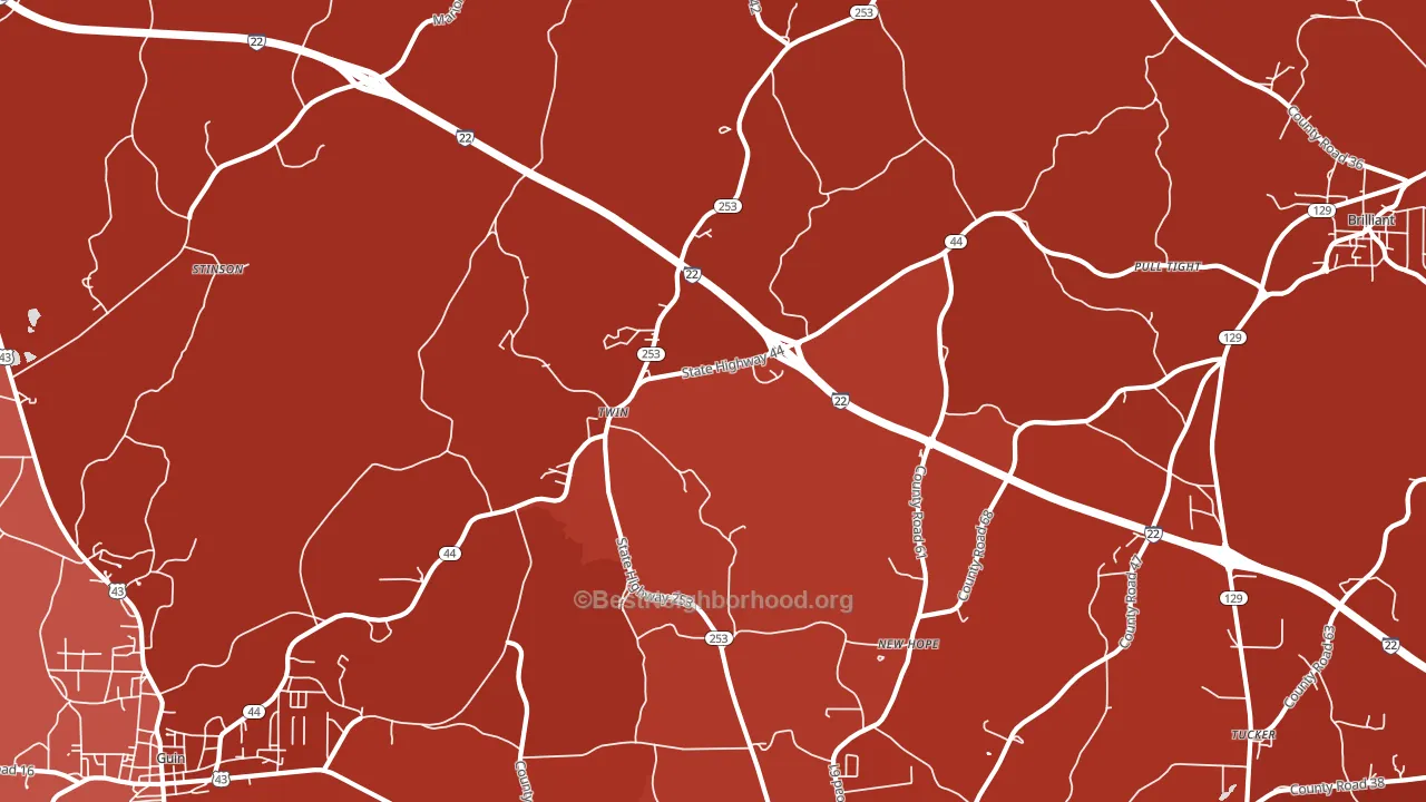 Twin, AL block-group political-lean map