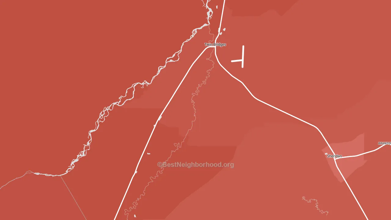 Twin Bridges, MT block-group political-lean map