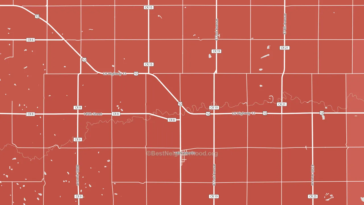 Twin Brooks, SD block-group political-lean map