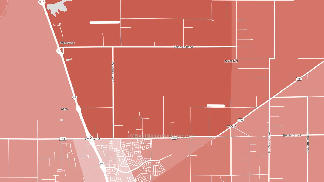 Twin Cities, CA block-group political-lean map